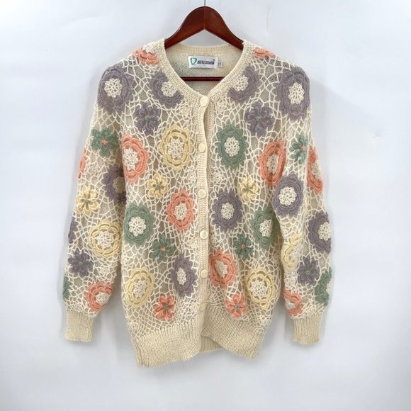 Vintage  Floral Crotchet Sweater - Picture 6 of 9